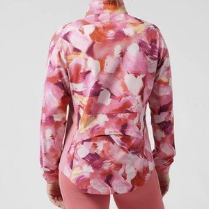 ATHLETA RUN WITH IT PAINTED ENERGY CORAL ZIP NWT JACKET PACKABLE WINDBREAKER XS